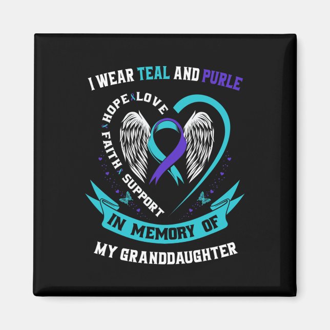 Aimant Je Porte Turquoise Et Violet Pour Le Suicide De Pe (Devant)