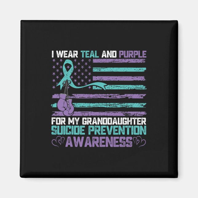 Aimant Je Porte Turquoise Et Violet Pour Ma Petite-Fille  (Devant)