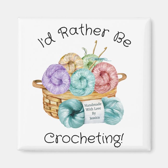 Aimant Je préfère faire du crochet personnalisé (Devant)