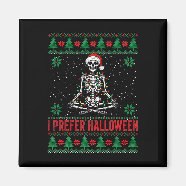 Aimant Je Préfère Halloween Noël Sweater Funny Holiday (Devant)