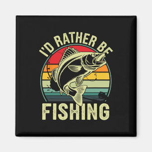 Aimant Je préférerais pêcher rétro vintage pêcheur en ple