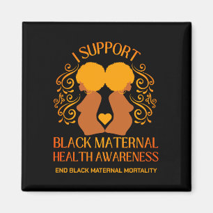 Aimant Je soutiens BLACK MATERNAL SANTÉ SENSIBILISATION M