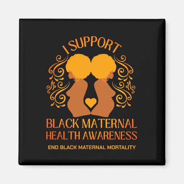 Aimant Je soutiens BLACK MATERNAL SANTÉ SENSIBILISATION M (Devant)