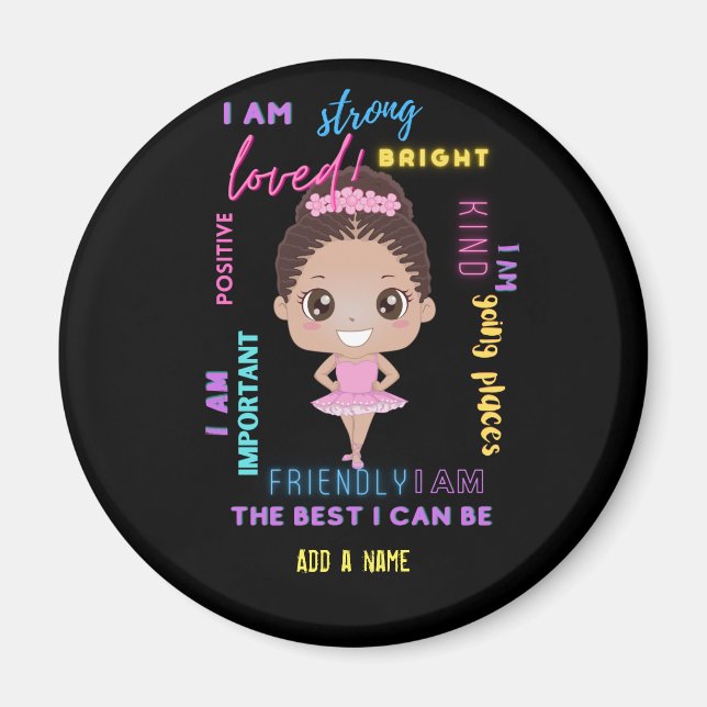 Aimant JE SUIS - Affirmations Positives pour Fille Danseu (Devant)