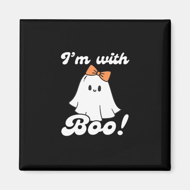 Aimant Je suis avec Boo drôle style rétro (Devant)