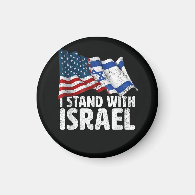 Aimant Je suis avec Israël Drapeau américain USA  (Devant)