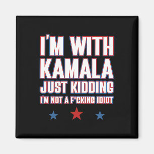 Aimant Je suis avec Kamala, je plaisante, pas idiot Rétro