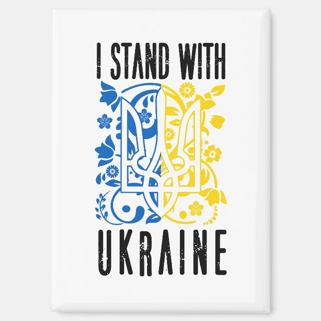 Aimant Je suis avec l'Ukraine. Armoiries. Trident.  (Recto)