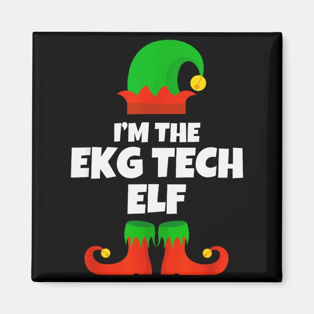 Aimant Je suis Ekg Tech Elf Famille Pyjama Noël Électroca (Devant)
