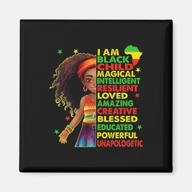 Aimant Je suis enfant noir Juneteenth filles afro-américa (Devant)