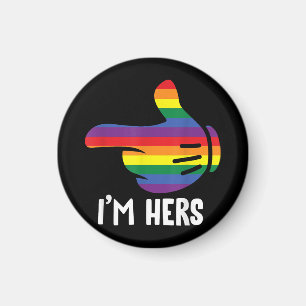 Aimant Je suis Hers Rainbow Lesbian Couple Funny LGBT Pri