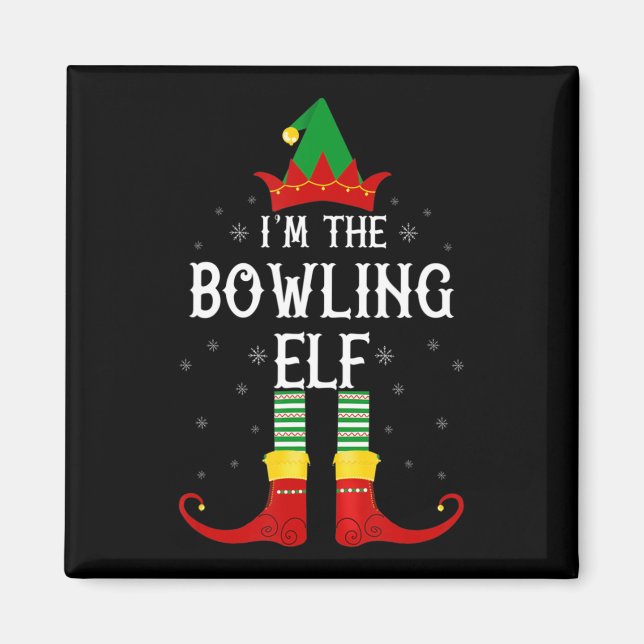 Aimant Je suis le Bowling Elf Family Group Noël (Devant)