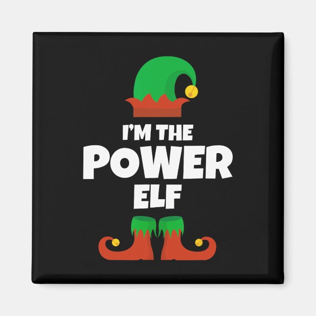 Aimant Je suis le Power Elf Family Pyjama Noël drôle (Devant)