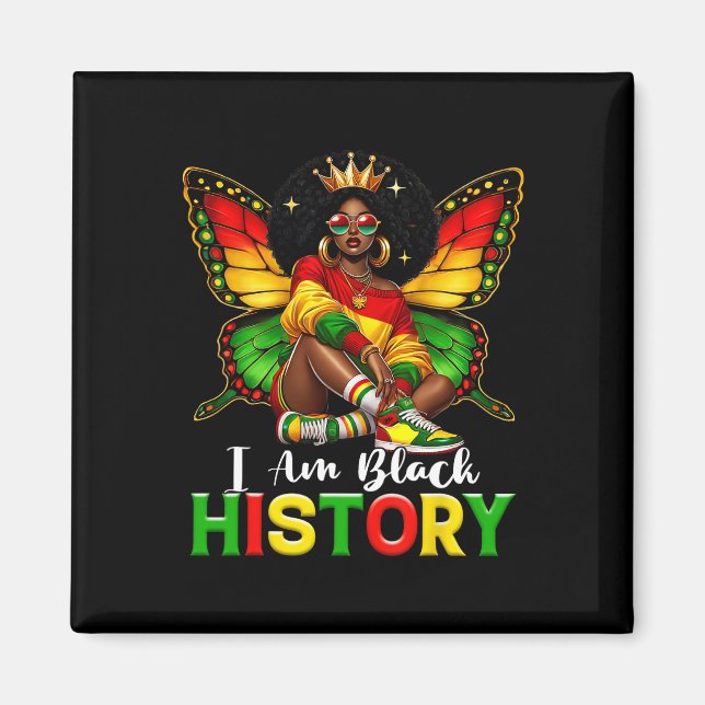 Aimant Je suis Mois de l'histoire des Noirs Papillon Afro (Devant)