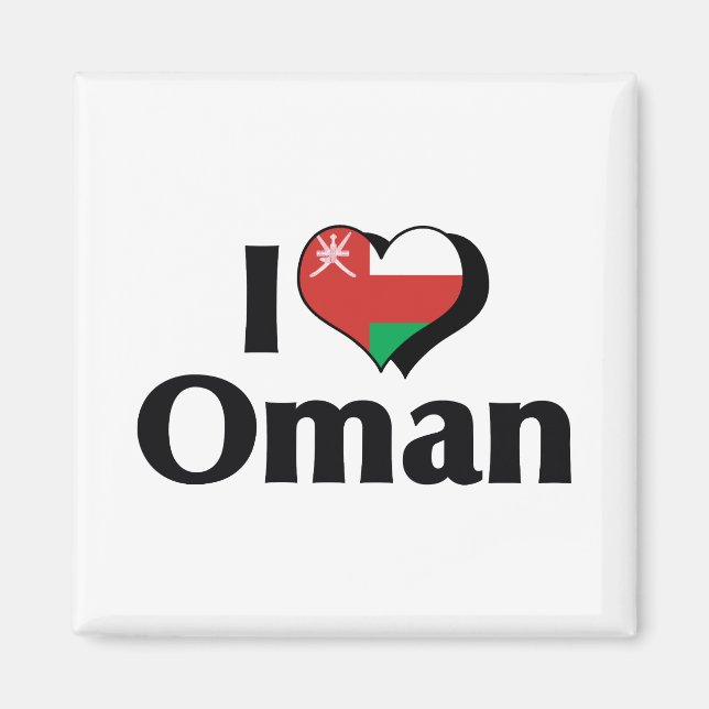 Aimant Je suis Oman Drapeau d'amour (Devant)