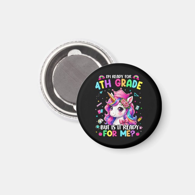 Aimant Je suis prêt pour la licorne de 4e année, premier  (Recto/Verso)