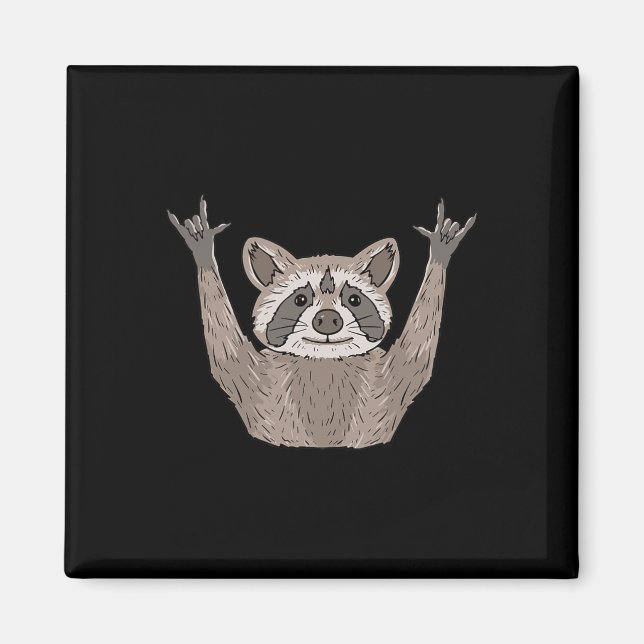Aimant Je suis raccoon asl geste de la main surdité perte (Devant)
