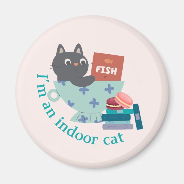 Aimant Je suis un chat d'intérieur drôle (Devant)