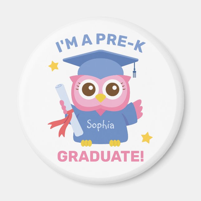 Aimant Je suis un diplômé d'études pré-K, mignonne Owl No (Devant)