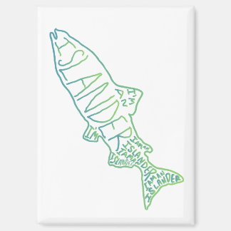 Aimant "Je suis un insulaire" poisson dessiné à la main C