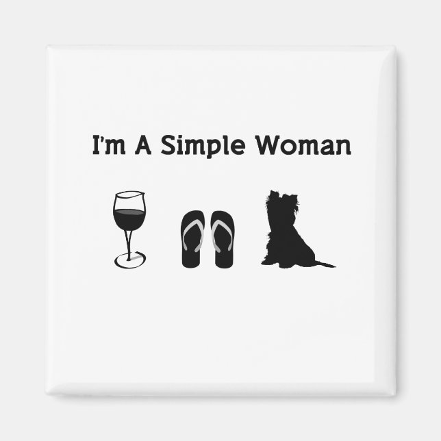 Aimant Je suis une femme simple avec du vin et du yorkie (Devant)