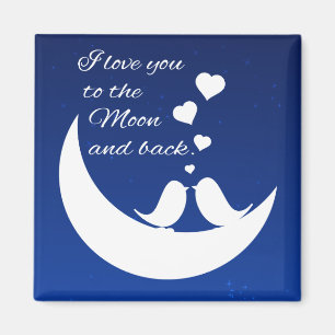 Aimant Je t'aime à la lune et au dos