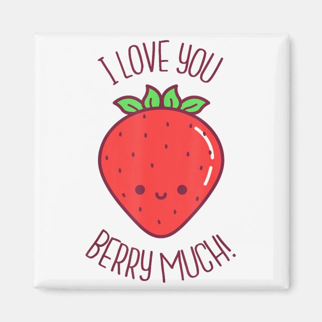 Aimant Je t'aime beaucoup Kawaii Strawberry Saint-Valenti (Devant)