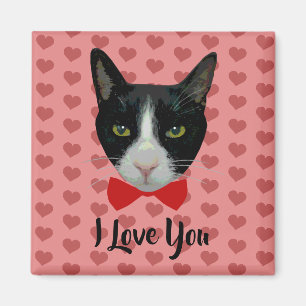 Aimant Je t'aime - chat de smoking avec la cravate d'arc