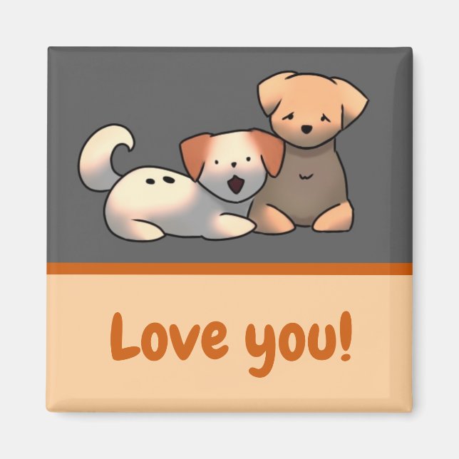 Aimant Je t'aime chiots  (Devant)