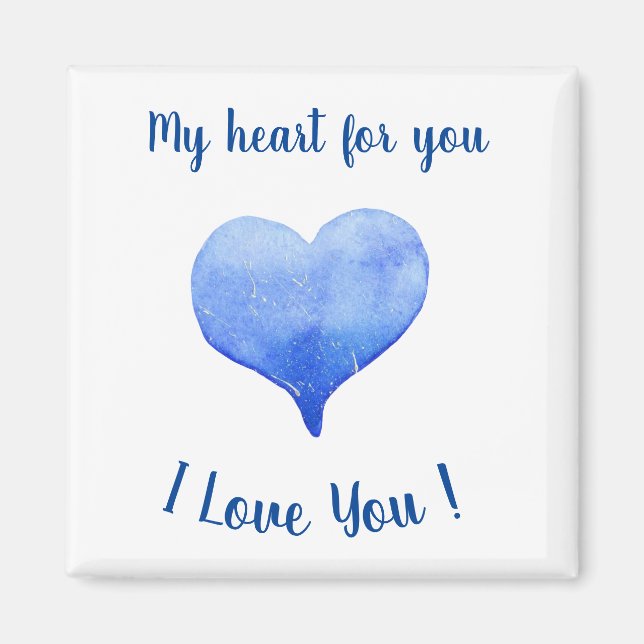 Aimant Je t'aime Coeur Bleu mignon Saint Valentin (Devant)