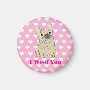 Aimant Je t'aime - cœurs de Bouledogue Français