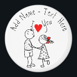 Aimant Je t'aime - Couple mignon - Texte personnalisé / N<br><div class="desc">I Love You - Custom Name / Text - Romantic Love Gift - Choisissez vos couleurs préférées / Ajouter Nom de votre amour!</div>