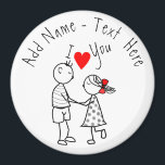 Aimant Je t'aime - Couple mignon - Texte personnalisé / N<br><div class="desc">I Love You - Custom Name / Text - Romantic Love Gift - Choisissez vos couleurs préférées / Ajouter Nom de votre amour!</div>