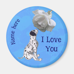 Aimant Je t'aime dalmatien rose personnalisé