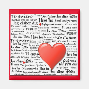 Aimant Je t'aime dans plusieurs langues