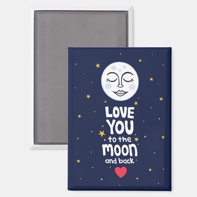 Aimant Je t'aime jusqu'à la lune et retour (Recto/Verso)