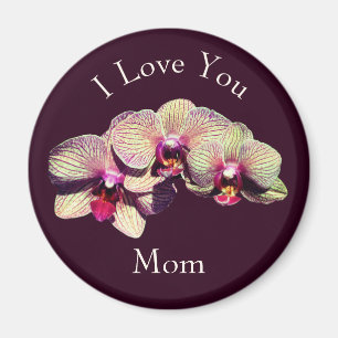 Aimant Je t'aime maman fleurs d'orchidées fantaisie