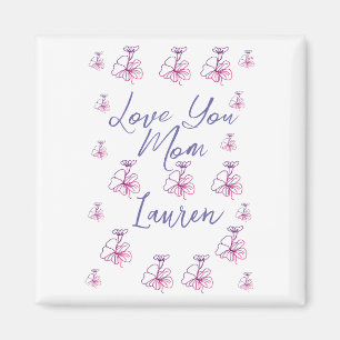 Aimant je t'aime maman fleurs mauve mauve nom simpl