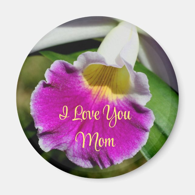 Aimant Je t'aime maman orchidée fleur  (Devant)