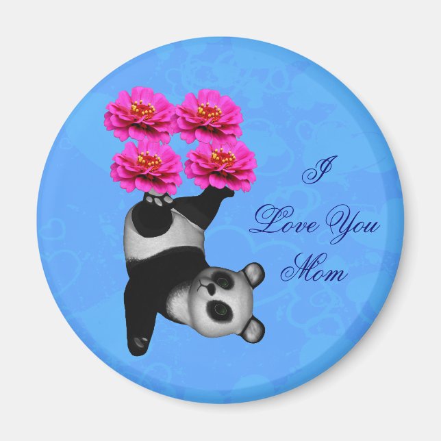 Aimant Je t'aime Maman Panda jongleur  (Devant)