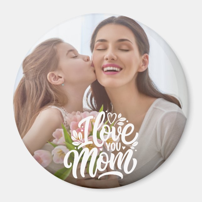 Aimant Je t'aime Maman Photo personnalisée (Devant)