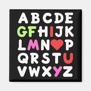 Aimant Je T'Aime Mon Gf ABC Alphabet Valentines Jour Cade