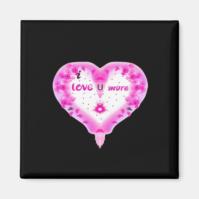 Aimant Je t'aime plus cœur rose romantique  (Devant)