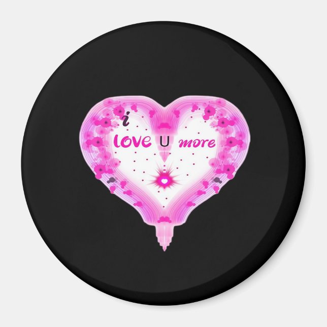 Aimant Je t'aime plus cœur rose romantique  (Devant)