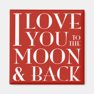 Aimant Je t'aime sur la lune et l'aimant rouge arrière