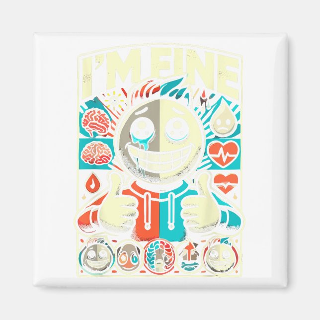 Aimant Je vais bien aider à la dépression Anxiété santé m (Devant)