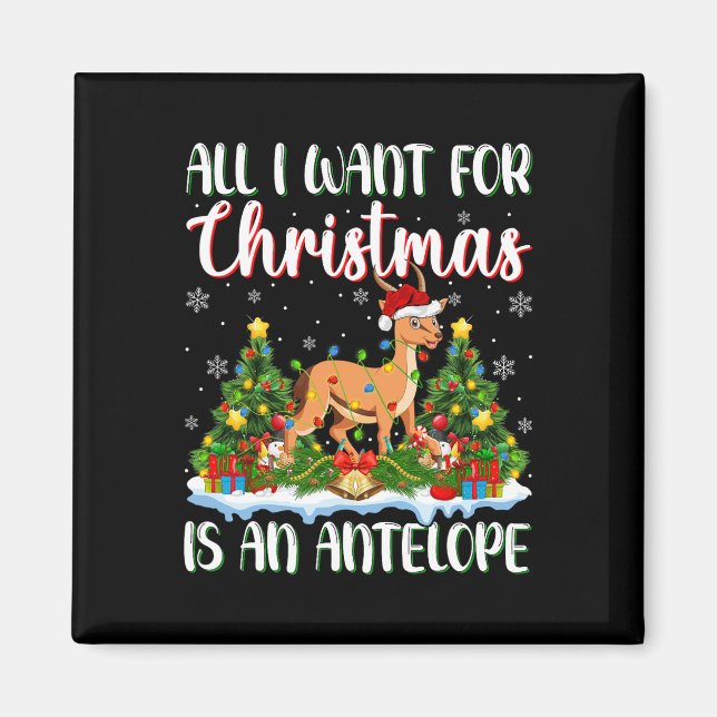 Aimant Je Veux Pour Noël Est Un Antelope Xmas Tree Light (Devant)