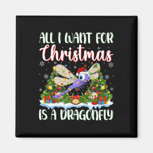 Aimant Je Veux Pour Noël Est Une Dragonfly Xmas Tree Ligh