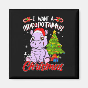 Aimant Je veux un hippopotame pour Noël Hippo