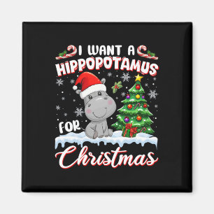 Aimant Je Veux Un Hippopotame Pour Noël Hippo De Noël Pou